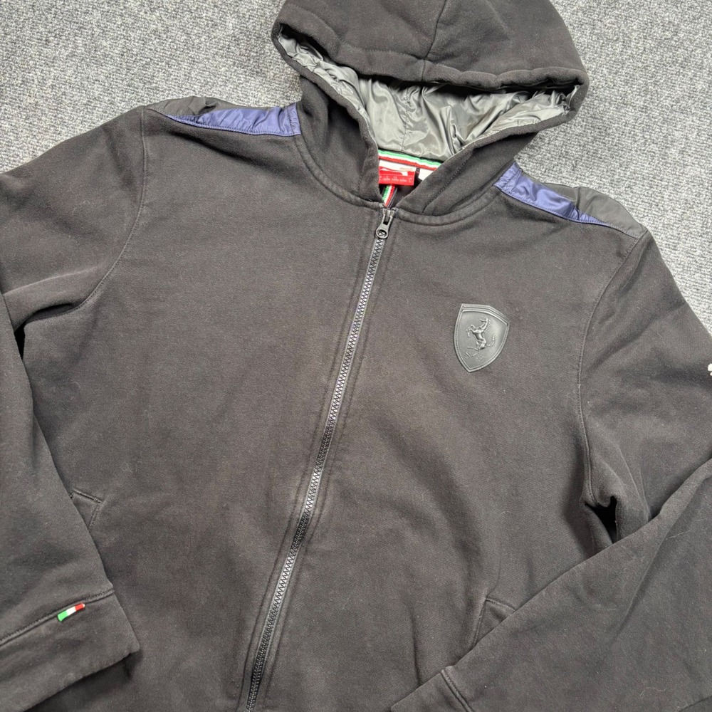 Puma Ferrari Zip Hoodie Mens L Black Scuderia Racing Jacket 567084
